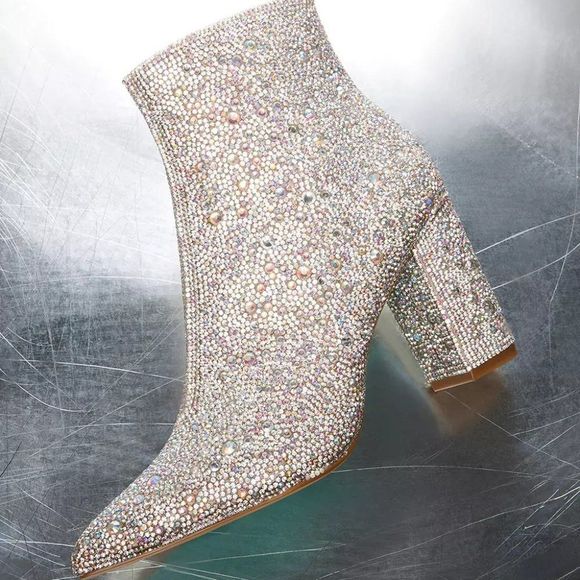 Rhinestone Booties-Silver - Picture 3 of 11
